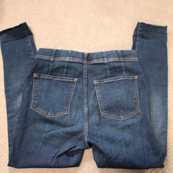 FREE PEOPLE Ultra High Pull On Skinny Ankle Jeans in Blue Jeggings 28 - Picture 3 of 4